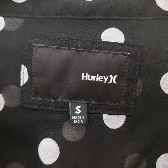 Hurley Sheer Blouse Womens Small Black Sleeveless Polka Dot V-Neck Button Up - Picture 7 of 8